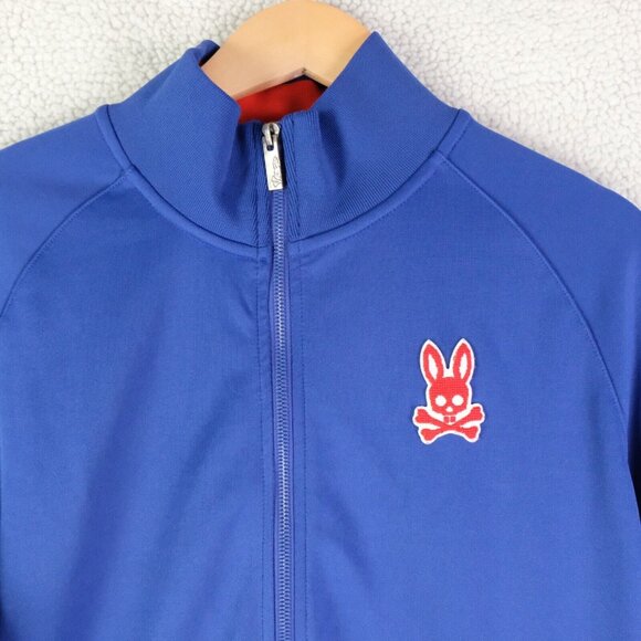Psycho Bunny Blue Performance Jacket with Rainbow Stripes - Picture 2 of 9